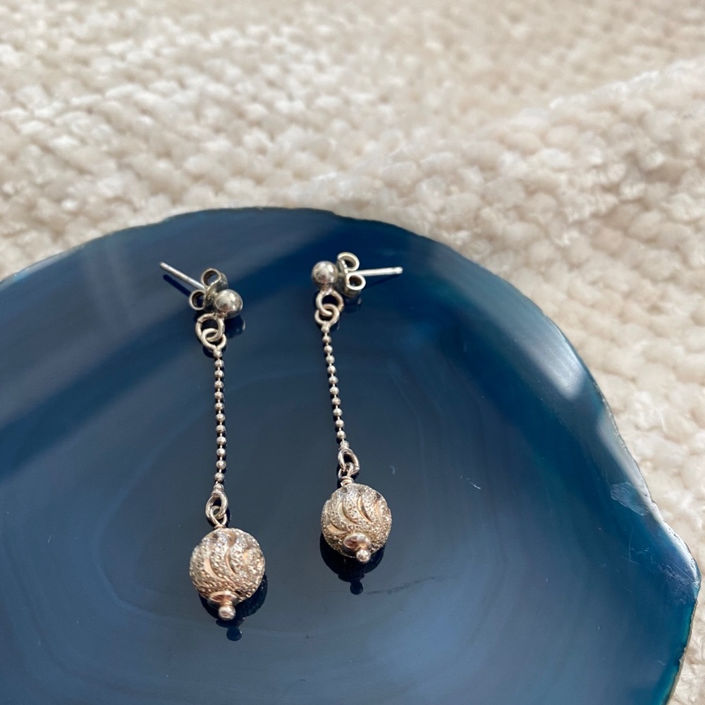 Solid Sterling Silver Drop Earrings - image 3